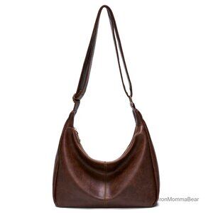 Slouchy Hobo Shoulder Bag Vegan Leather Adjustable Strap Crossbody Tote Multi